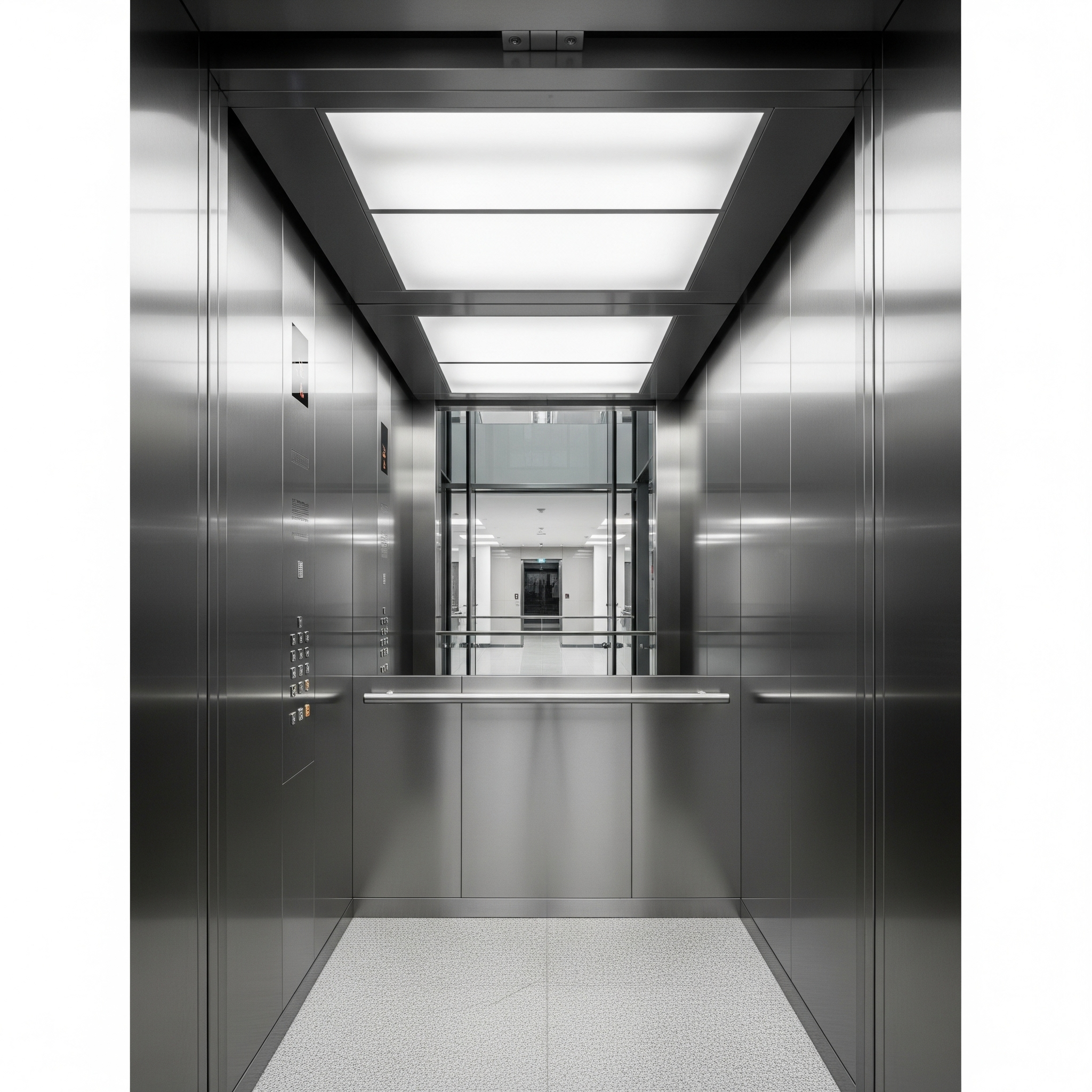 Projeto de elevador moderno em edifício comercial